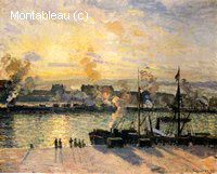 Lever du Soleil, le Port de Rouen (Bateaux)