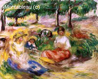 Trois Jeunes Filles Assises dans l'Herbe