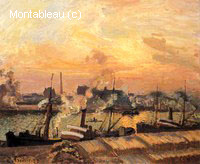 Bateaux, Coucher du Soleil, Rouen