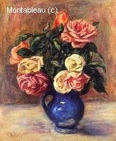 Roses dans un Vase Bleu