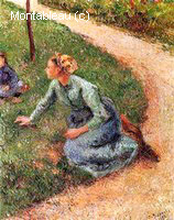 Paysanne Ramassant de l'Herbe