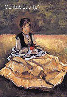 Femme Assise sur l'Herbe