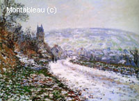 Arrivée au village de Vetheuil en hiver