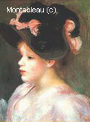 Jeune Fille au Chapeau Rose et Noir