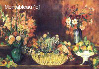 Vase, Panier de Fleurs et Fruits