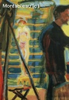 Erich Heckel et modèle dans l'atelier