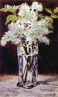 Lilas Blancs dans un Vase en Cristal